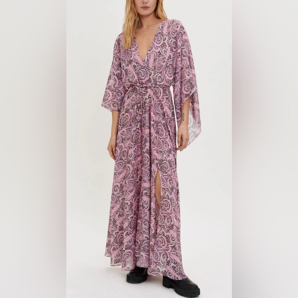 Maje Metallic paisley-print jacquard maxi dress size 40 Large